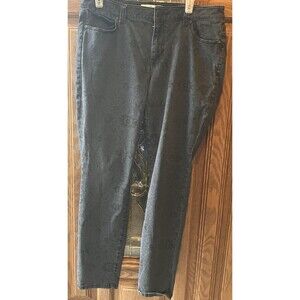 Cabi Women's Curvy Skinny Jeans Size 14 Blue & Black Lace Denim Stretch Mid Rise